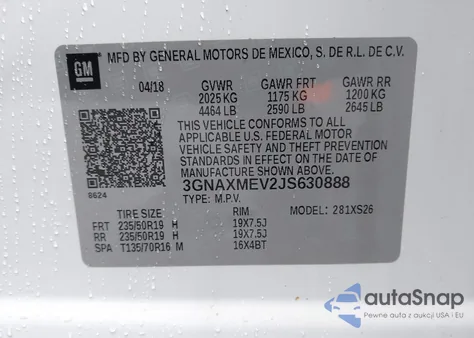 2018 Chevrolet Equinox Premier from USA, damaged, VIN 3GNAXMEV2JS630888